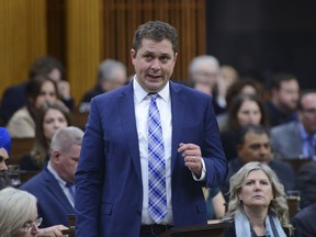 Conservative leader Andrew Scheer asks a question during question period in the House of Commons on Parliament Hill in Ottawa, March 12, 2020.