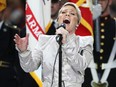 Pink sings the national anthem prior to Super Bowl LII between the New England Patriots and the Philadelphia Eagles at U.S. Bank Stadium on February 4, 2018 in Minneapolis. (Elsa/Getty Images)