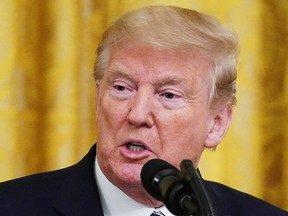 U.S. President Donald Trump speaks in the East Room of the White House in Washington, D.C., on April 28, 2020.