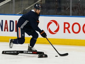 Edmonton Oilers forward Zack Kassian takes part in drills during a practice at Rogers Place on March 6, 2020.