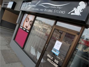 Sajjal Threading & Waxing Studio Inc. located at 100 Ð 1235 17 Ave. SW. Saturday, May 30, 2020.