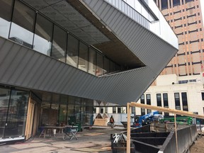 The new front entrance for the Stanley A. Milner library, which is under construction.