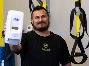 Danny Diaz, Elevate Sports Performance’s co-owner poses for a portrait in Edmonton, on Wednesday, June 10, 2020. Diaz is preparing the gym to re-open in the time of COVID-19.