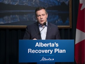 Premier Jason Kenney answers questions from reporters on June 29, 2020, on the plan for Alberta's economic recovery.