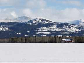 Part of Yukon Grain Farm's farming fields is seen covered in snow near Whitehorse, Yukon, Feb. 19, 2020.