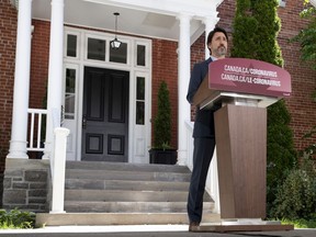 Prime Minister Justin Trudeau listens to questions during a news conference at Rideau Cottage in Ottawa on Wednesday, June 17, 2020.