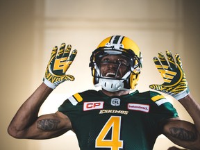 Adarius Bowman takes part in a Canadian Football League marketing photo shoot ahead of the 2017 season.
