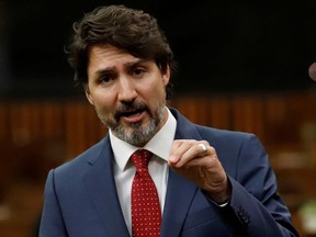 Prime Minister Justin Trudeau speaks during a sitting of the special committee on the coronavirus disease (COVID-19) outbreak at the House of Commons on Parliament Hill in Ottawa on June 18, 2020.