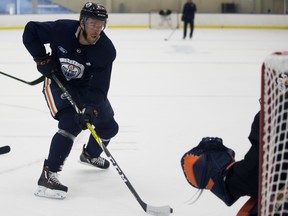 Connor McDavid takes part in the Edmonton Oilers return-to-play camp at the Downtown Community Arena on Tuesday, July 14, 2020.