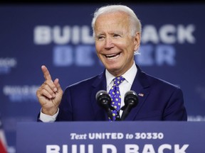 Democratic presidential candidate Joe Biden speaks about his plans to combat racial inequality at a campaign event in Wilmington, Delaware July 28, 2020.