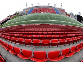 Empty stands are shown at McMahon Stadium in Calgary on Wednesday, June 17, 2020.