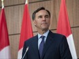 Minister of Finance Bill Morneau announces his resignation during a news conference on Parliament Hill in Ottawa, on Monday, Aug. 17, 2020.