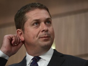 Conservative Leader Andrew Scheer holds a press conference on Parliament Hill in Ottawa on Tuesday, Aug. 11, 2020.