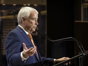 Oilers Entertainment Group chairman Bob Nicholson takes part in a press conference to announce the 2021 International Ice Hockey Federation world junior championship will be held in Edmonton and Red Deer, in this file photo from Dec. 6, 2018.