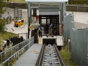 The funicular over the downtown Edmonton river valley was closed on Tuesday, Sept. 15, 2020 due to vandalism.