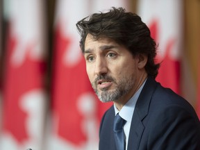 Prime Minister Justin Trudeau at a news conference in Ottawa on Friday, Oct. 9, 2020.