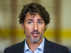 Prime Minister Justin Trudeau makes an announcement at Yorkwoods Public School in Toronto, Aug. 26, 2020.