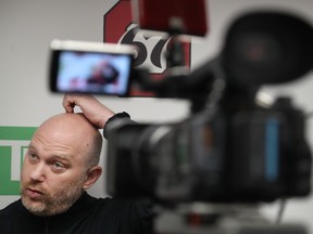 Team Canada head coach André Tourigny is seen here speaking with  media in this file photo from May 16, 2019.