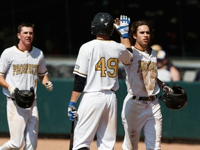 Edmonton Prospects' Brooks Bombers' during a Western Canadian Baseball League game at RE/MAX Field in Edmonton, on Monday, Aug. 5, 2019.