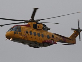 A Canadian Forces Cormorant helicopter is pictured in Vancouver, Oct. 13, 2008. Search and rescue aircraft are searching off the coast of southwestern Nova Scotia after a scallop vessel was reported to have gone down in rough seas.