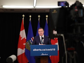 Premier Jason Kenney speaking at a government announcement December 15, 2020.