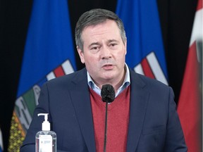 Premier Jason Kenney speaks about holidays rules during a COVID-19 update from Edmonton on Tuesday, Dec. 22, 2020. Kenney is joining Chief Medical Officer of Health Dr. Deena Hinshaw for an announcement on Thursday afternoon.