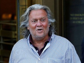 Former White House chief strategist Steve Bannon exits Manhattan Federal Court after his arraignment for conspiracy to commit wire fraud and conspiracy to commit money laundering, August 20, 2020.