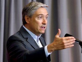 Canada's Minister of Foreign Affairs Francois-Philippe Champagne speaks to media at a Cabinet retreat in Ottawa, Ontario, Canada September 14, 2020.