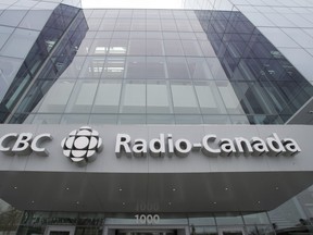 The CBC-Radio Canada building is seen January 28, 2021 in Montreal.