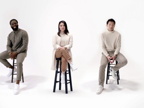 From left, Shamier Anderson, Kawennahere Devery Jacobs and Simu Liu.