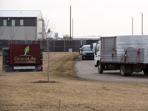 A fence has gone up around GraceLife Church and security is on scene to keep church members away on Wednesday, April 7, 2021 . Greg Southam-Postmedia