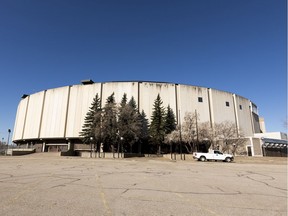 Northlands Coliseum on Friday, April 16, 2021 in Edmonton. The City of Edmonton says the Coliseum can't be repurposed due to an agreement with the Oilers Entertainment Group and is planning its demolition for the short term.