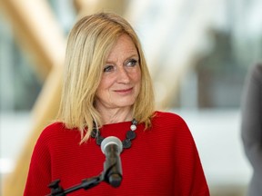 NDP Opposition Leader Rachel Notley reacts to the Supreme Court of Canada decision declaring the federal carbon tax constitutional, March 25, 2021.