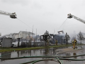 Three homes in the Klarvatten neighbourhood in north Edmonton were destroyed by fire on Friday, May 28, 2021.