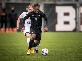 Gloire Amanda of Edmonton takes part in a game this season for the Oregon State Beavers. Amanda, 22, won the MAC Hermann award as the best men's soccer player in the NCAA this season.