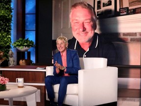 Ellen DeGeneres and Alec Baldwin on The Ellen DeGeneres Show.