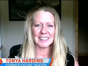 Former figure skating star Tonya Harding became teary on Aussie TV.