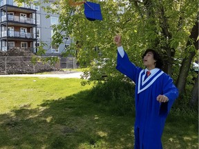 Cam Tait's grandson Nick Davis throws his mortar in the air to celebratre the end of the school year. Nick graduates from Grade 12 at J.H. Picard School in Edmonton this spring. Supplied