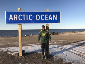 Edmonton long-snapper Ryan King, who hails from Sherwood Park, was part of a crew made up of players and club staff who made a Northwest Territories excursion through Tuktoyaktuk and Inuvik in October, 2019. The trip included stops at schools to talk about football and deliver the Telus-wise cyber bullying presentations.