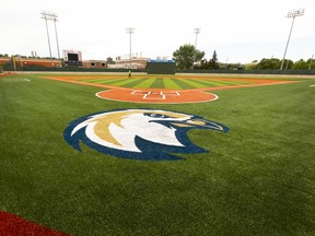 Work around Re/Max Field continues as new artificial turf has been installed with the Riverhawks logo painted on the infield. Unfortunately West Coast League fans will have to wait until 2022 to see the new team play in the updated river valley facility.