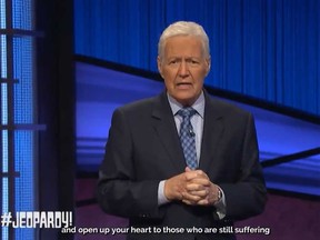 Alex Trebek appears in one of his last episodes of Jeopardy!