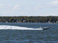 A jet boat at Pigeon Lake.