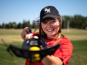 Reese Jones is a Vimy Ridge Academy graduate who will be attending Gardner-Webb University to play field lacrosse in the fall, handles the ball in Edmonton on June 30, 2021.
