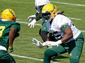 SirVincent Rogers takes part in Edmonton Elks training camp at Commonwealth Stadium on Monday, July 12, 2021.