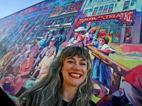 Megan Dart (interim executive director, 2021 Edmonton International Fringe Theatre Festival) was all smiles during the festival launch outside the ATB Financial Arts Barns in Edmonton on Wednesday July 8, 2021.