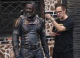Idris Elba and James Gunn on the set of The Suicide Squad.
