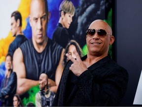Cast member Vin Diesel attends the world premiere of the movie "F9: The Fast Saga" at TCL Chinese theatre in Los Angeles, California, U.S., June 18, 2021.