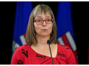 Dr. Deena Hinshaw (Alberta Chief Medical Officer of Health) speaks during a news conference in Edmonton on the COVID-19 pandemic situation in Alberta on Thursday September 9, 2021. The province has recorded over 1500 new COVID-19 infections in the last 24 hours.