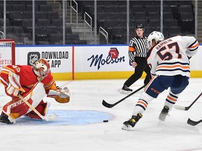 Edmonton's James Hamblin took the ice Saturday with Oilers prospects in a 4-3 win over the Flames prospects at Rogers Place. Andy Devlin/Oilers Entertainment Group