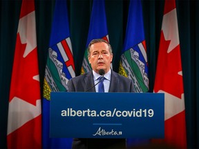 Alberta Premier Jason Kenney during a news conference regarding the surging COVID cases in the province in Calgary on Wednesday, September 15, 2021.